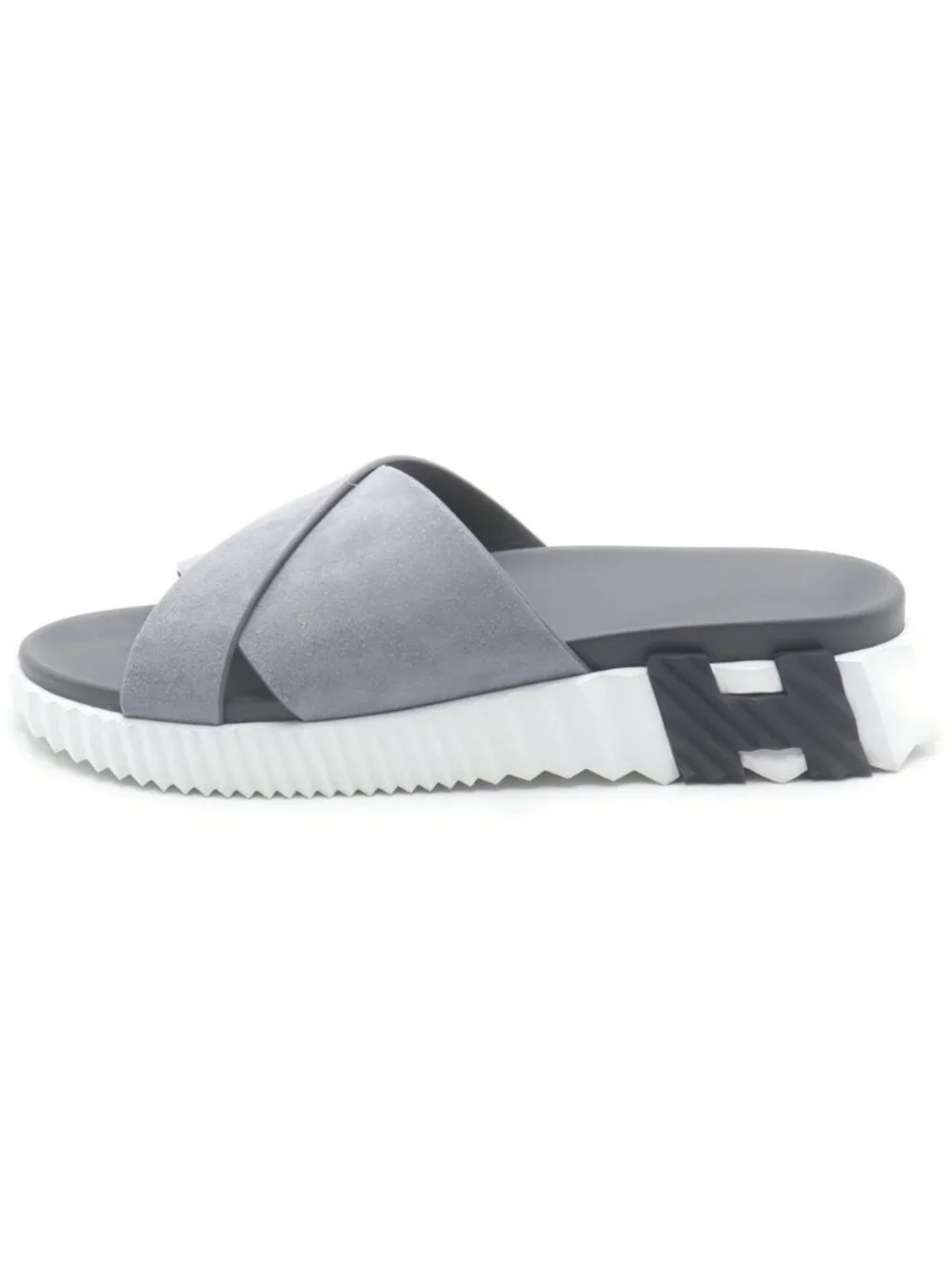 Hermes Infrastructure Suede Sandals Gray